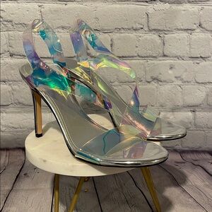 Nine West Holographic Strappy Heels Sz 7.5